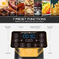 Aigostar Maha - Friggitrice Ad Aria 7 In 1 Da 4 L Con Finestra Di Visualizzazione Con Controllo Dell'illuminazione Indipendente, Cestello Antiaderente. Friggitrice Senza Olio 1600 W, Nero -Rowentus Negozio 72603506 4