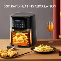 Aigostar Maha - Friggitrice Ad Aria 7 In 1 Da 4 L Con Finestra Di Visualizzazione Con Controllo Dell'illuminazione Indipendente, Cestello Antiaderente. Friggitrice Senza Olio 1600 W, Nero -Rowentus Negozio 72603506 5
