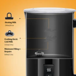 Aigostar Capu - Montalatte Elettrico 500W 240mL, Cappuccinatore Silenzioso 3 In 1 Montalatte Automatico Per Schiuma Di Latte Caldo E Freddo ,Rivestimento Antiaderente, Per Caffè, Latte, Cappuccino 11 Aigostar Capu - Montalatte Elettrico 500W 240mL, Cappuccinatore Silenzioso 3 In 1 Montalatte Automatico Per Schiuma Di Latte Caldo E Freddo ,Rivestimento Antiaderente, Per Caffè, Latte, Cappuccino -Rowentus Negozio 72603510 5