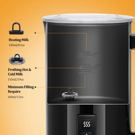 Aigostar Capu - Montalatte Elettrico 500W 240mL, Cappuccinatore Silenzioso 3 In 1 Montalatte Automatico Per Schiuma Di Latte Caldo E Freddo ,Rivestimento Antiaderente, Per Caffè, Latte, Cappuccino 7 Aigostar Capu - Montalatte Elettrico 500W 240mL, Cappuccinatore Silenzioso 3 In 1 Montalatte Automatico Per Schiuma Di Latte Caldo E Freddo ,Rivestimento Antiaderente, Per Caffè, Latte, Cappuccino - immagine 5