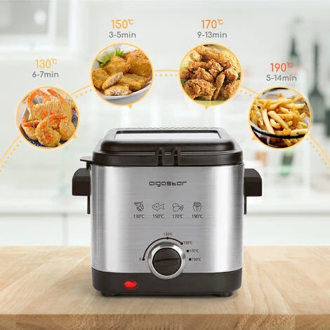 Aigostar Fries 30IZD - Friggitrice Compatta Da 1,5 L In Acciaio Inox, 1000 Watt Con Finestra Di Visualizzazione, Controllo Temperatura, Design Esclusivo. 4 Aigostar Fries 30IZD - Friggitrice Compatta Da 1,5 L In Acciaio Inox, 1000 Watt Con Finestra Di Visualizzazione, Controllo Temperatura, Design Esclusivo. - immagine 2