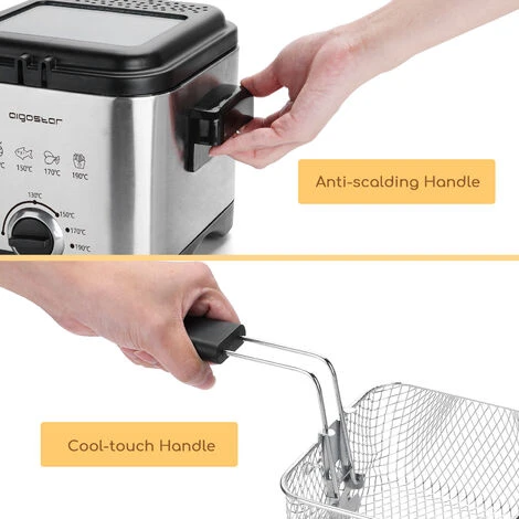 Aigostar Fries 30IZD - Friggitrice Compatta Da 1,5 L In Acciaio Inox, 1000 Watt Con Finestra Di Visualizzazione, Controllo Temperatura, Design Esclusivo. 7 Aigostar Fries 30IZD - Friggitrice Compatta Da 1,5 L In Acciaio Inox, 1000 Watt Con Finestra Di Visualizzazione, Controllo Temperatura, Design Esclusivo. - immagine 5