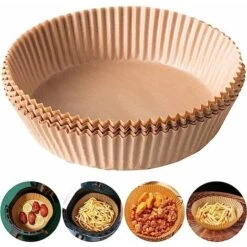 100PZ Carta Pergamena Fodera Per Friggitrice Ad Aria, Fodera Di Carta Usa E Getta Per Friggitrice Ad Aria,Carta Da Forno Per Padelle, Forno E Friggitrice Ad Aria Calda (Marrone 100PZ)164.5cm