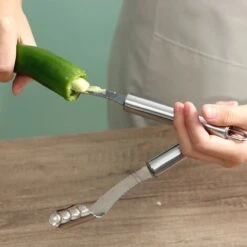 Affettaverdure Cutter Detorsoli Estrattore Di Semi Pomodoro Pepe Gadget In Acciaio Inossidabile Dispositivo Per Frutta Carota Con Semi Jalapeno Detorsolatore -Rowentus Negozio 74552420 3