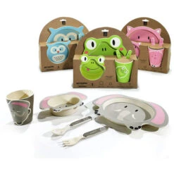 Set Pappa 5pz Stoviglie Per Bambini In Melamina Svezzamento Piatto Ciotola Tazza -Rowentus Negozio 74829791 5