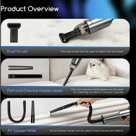 ASPIRAPOLVERE PORTATILE SENZA FILI PER AUTO CASA POTENTE USB RICARICABILE LEGGER 4 ASPIRAPOLVERE PORTATILE SENZA FILI PER AUTO CASA POTENTE USB RICARICABILE LEGGER - immagine 2