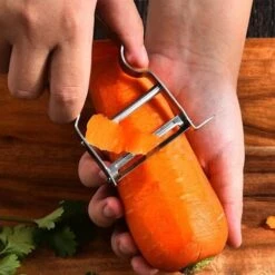 Coltello Per Sbucciare In Acciaio Inossidabile Pelapatate Creativo Affettatrice Per Patate A Forma Di U Per Frutta Domestica -Rowentus Negozio 76354351 5