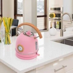 Bollitore D'acqua Caprizze Nara 2200 W In Acciaio Inox Con Termometro Integrato Capacitá 1.8 L Rosa Opaco E Effetto Legno -Rowentus Negozio 76398309 2