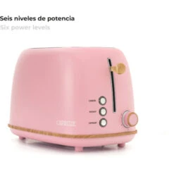 Tostapane Caprizze Kaito Con Doppia Fessura Extra Ampia 6 Livelli Di Tostatura Design Vintage Con Effetto Legno Rosa Opaco -Rowentus Negozio 76398319 5