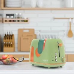 Tostapane Caprizze Kaito Con Doppia Fessura Extra Ampia 6 Livelli Di Tostatura Decorazione Floreale E Effetto Legno Verde Opaco -Rowentus Negozio 76398320 2