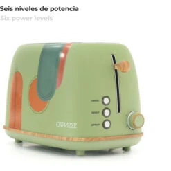 Tostapane Caprizze Kaito Con Doppia Fessura Extra Ampia 6 Livelli Di Tostatura Decorazione Floreale E Effetto Legno Verde Opaco -Rowentus Negozio 76398320 5