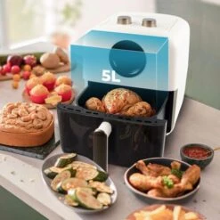 Friggitrice Ad Aria XL Grande , 5litri , 10 Programmi , Luce Interna , Display LED , Air Fryer , Senza Olio , Limos , Mobiclinic -Rowentus Negozio 78058082 5