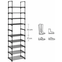 Nova Scarpiera A 5 Ripiani Set Di 2 Scaffale Portascarpe Impilabile Nero -Rowentus Negozio 78530494 5