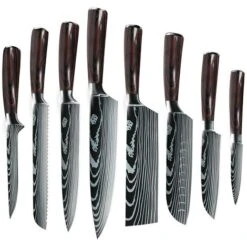 MDHAND Set Di Coltelli Da Cucina Professionale, Set Di Coltelli Da Chef Tedeschi In Acciaio Inossidabile Con Coperchio (8PCS)