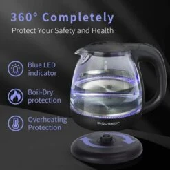 BOLLITORE ELETTRICO IN VETRO CON FILTRO INTEGRATO E LED BLU 1L 2200 W A LED 11 BOLLITORE ELETTRICO IN VETRO CON FILTRO INTEGRATO E LED BLU 1L 2200 W A LED -Rowentus Negozio 79490003 5