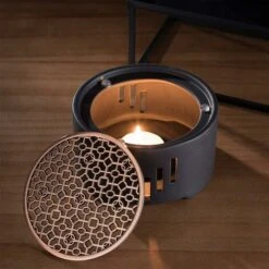 Scalda Teiera In Ceramica Scaldacandele Supporto Da Tè Con Griglia In Metallo Fornello Da Tè Scaldalatte Per Caffè Casalingo Tè Al Latte (senza Candela) READCLY -Rowentus Negozio 80961962 4