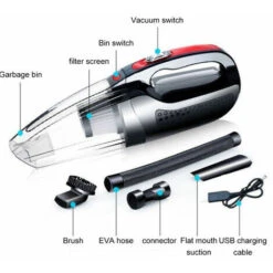 Potente Aspirapolvere Portatile Ad Aspirazione, Aspirapolvere Portatile Senza Fili Ricaricabile Per La Pulizia Di Peli Di Animali Domestici E Polvere Di Ghiaia Per Auto, Nero -Rowentus Negozio 81290189 3