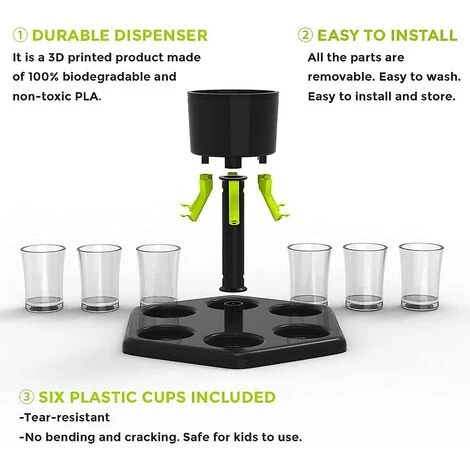 6 Dispenser E Supporto In Plastica, Dispenser Shot, Bicchierini 4 6 Dispenser E Supporto In Plastica, Dispenser Shot, Bicchierini - immagine 2