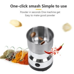 Grinder Domestico Mini Polverizzatore Elettrico Per Erbe In Acciaio Inossidabile Lama A Quattro Lame 150W Trituratore Per Caffè Ultrafine Ad Alta Potenza (Argento, Spina Europea) -Rowentus Negozio 85895292 3