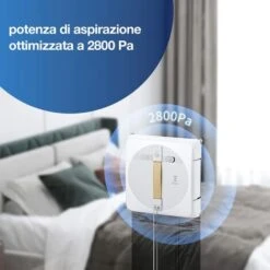 ECOVACS Winbot W1 Pro Robot Per La Pulizia Delle Finestre, Pulizia Intelligente Con Win Slam 3.0, Potenza 2800 Pa, Tecnologia Di Rilevamento Dei Bordi, ‎Bianco, 32 X 12.5 X 31 Cm 2 Kg -Rowentus Negozio 86328918 4
