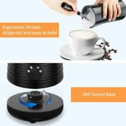 Montalatte Elettrico Automatico 4 Modalità Per Schiuma Di Latte Calda/Fredda Rivestimento Antiaderente Schiumatore Antiscivolo Spegnimento Automatico Per Cappuccino, Macchiato, Caffè Latte, Ecc. -Rowentus Negozio 86623468 5