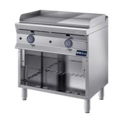 Fry Top A Gas Piastra Mezza Liscia Mezza Rigata Inox Bim 800x700x850/900H - Kg.135 - Kw.12