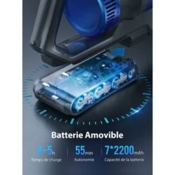 BuTure Aspirapolvere Senza Fili,33KPA/450W Scopa Elettrica Senza Fili Potente,55Mins Batteria Rimovibile,Filtraggio A 6 Strati,Anti-Avvolgimento Aspirapolvere Per Peli Animali/Pavimenti/Tappeti-JR500 -Rowentus Negozio 88072262 3