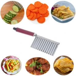 Coltello Ondulato Per Patate Tritatutto Ondulato Affettatrice Per Patatine Fritte Coltello Per Tagliare Insalata Di Verdure Coltello Ondulato In Acciaio Inossidabile Tagliaverdure Ondulato (Argento)