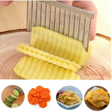 Coltello Ondulato Per Patate Tritatutto Ondulato Affettatrice Per Patatine Fritte Coltello Per Tagliare Insalata Di Verdure Coltello Ondulato In Acciaio Inossidabile Tagliaverdure Ondulato (Argento) 4 Coltello Ondulato Per Patate Tritatutto Ondulato Affettatrice Per Patatine Fritte Coltello Per Tagliare Insalata Di Verdure Coltello Ondulato In Acciaio Inossidabile Tagliaverdure Ondulato (Argento) - immagine 2