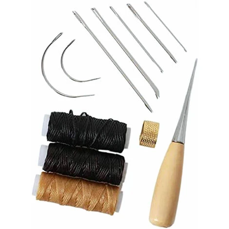 12 Pezzi Kit Di Strumenti Per Artigianato In Pelle, Aghi Da Cucito, Filo Cerato, Cordoncino, Punteruolo, Ditale Per Cucire, Riparazione In Pelle Fai Da Te (12 Pezzi) 3 12 Pezzi Kit Di Strumenti Per Artigianato In Pelle, Aghi Da Cucito, Filo Cerato, Cordoncino, Punteruolo, Ditale Per Cucire, Riparazione In Pelle Fai Da Te (12 Pezzi)