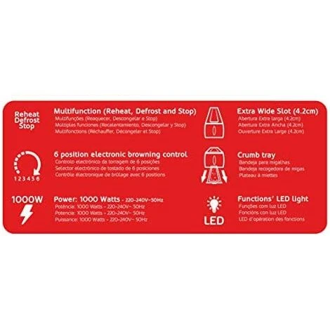 HAEGER Dark Sun - Tostapane Multifunzionale Con 1000W - Fessura Extra Lunga, Controllo Della Tostatura - 6 Posizioni, 3 Funzioni: Riscaldare, Scongelare E Annullare, Extra Boost Per Fette Piccole 5 HAEGER Dark Sun - Tostapane Multifunzionale Con 1000W - Fessura Extra Lunga, Controllo Della Tostatura - 6 Posizioni, 3 Funzioni: Riscaldare, Scongelare E Annullare, Extra Boost Per Fette Piccole - immagine 3