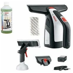 Bosch Spazzola Per Finestre A Batteria, Caricabatteria USB, Cinghia Da Polso, 2 Accessori, 3.6 V Batteria, Confezione In Cartone + Detergente Per Vetri E Superfici Non Porose, 500 Ml
