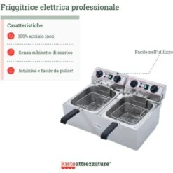 Friggitrice Elettrica Professionale 10+10 Litri Doppia Vasca In Acciaio Inox Per Pub Bar Ristoranti Da Banco 9 Friggitrice Elettrica Professionale 10+10 Litri Doppia Vasca In Acciaio Inox Per Pub Bar Ristoranti Da Banco -Rowentus Negozio 91343446 3