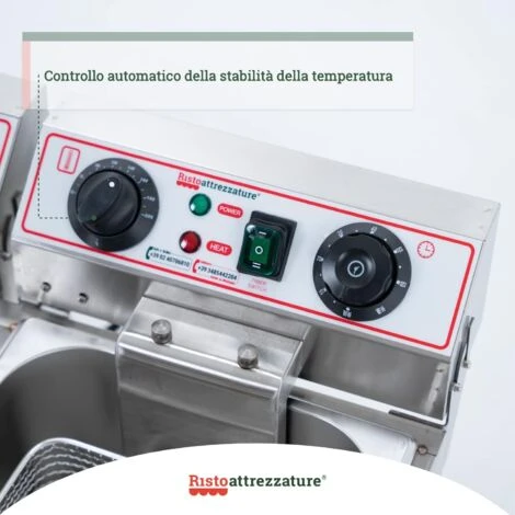 Friggitrice Elettrica Professionale 10+10 Litri Doppia Vasca In Acciaio Inox Per Pub Bar Ristoranti Da Banco 6 Friggitrice Elettrica Professionale 10+10 Litri Doppia Vasca In Acciaio Inox Per Pub Bar Ristoranti Da Banco - immagine 4