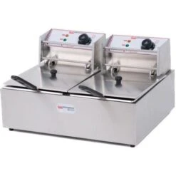 Friggitrice Elettrica Professionale 6+6 Litri Doppia Vasca In Acciaio Inox Per Pub Bar Ristoranti Da Banco Monofase