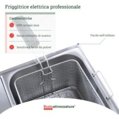 Friggitrice Elettrica Professionale 13+13 Litri Doppia Vasca In Acciaio Inox Per Pub Bar Ristoranti Da Banco -Rowentus Negozio 91343477 3