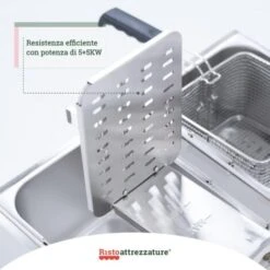 Friggitrice Elettrica Professionale 13+13 Litri Doppia Vasca In Acciaio Inox Per Pub Bar Ristoranti Da Banco -Rowentus Negozio 91343477 5