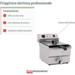 Friggitrice Elettrica Professionale 13 Litri Singola Vasca In Acciaio Inox Per Pub Bar Ristoranti Da Banco 9 Friggitrice Elettrica Professionale 13 Litri Singola Vasca In Acciaio Inox Per Pub Bar Ristoranti Da Banco -Rowentus Negozio 91343478 3