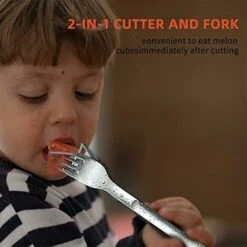 2 In 1 Affettatrice Per Anguria E Tagliafrutta Acciaio Inossidabile Affettatrice Per Anguria Utensile Da Taglio Per Cubetti Da Cucina Gadget Alla Moda (Argento) -Rowentus Negozio 94284739 5