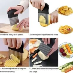 Coltello Per Patatine Fritte A Forma Di Onda, Tagliaverdure In Acciaio Inox, Tagliapatate A Forma Di Onda, Coltello Per Patatine Fritte Per Insalata Di Frutta E Verdura, Tagliapatatine Fritte, Tagliap -Rowentus Negozio 94286619 4