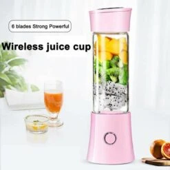 Frullatore Portatile Per Succhi, Frappè, Spremiagrumi Per Frutta E Verdura, Frullatore, 480 Ml, Senza BPA, Mini Frullatore Per Frullati USB, 100 W, Regalo Di Natale In Famiglia (rosa) -Rowentus Negozio 94292714 2