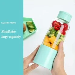 Frullatore Portatile, Spremiagrumi Con 450 Ml 6 Lame Senza BPA Per Sport E Viaggi, Mini Frullatore Per Frullati E Frappè, Regalo Di Natale Per Donne E Uomini (bianco) -Rowentus Negozio 94292929 3