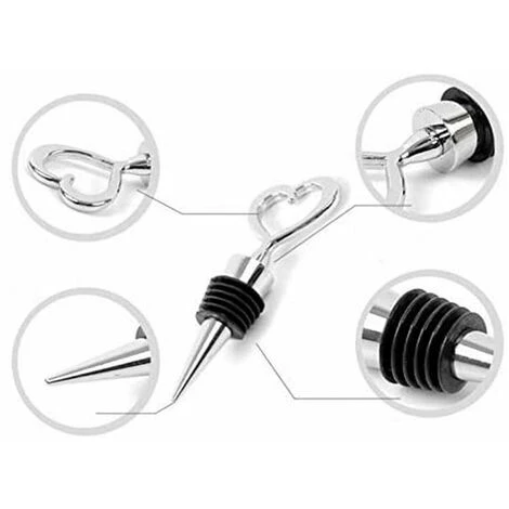 Confezione Da 2 Tappi Per Bottiglia Di Vino - Salvavino In Acciaio Inossidabile, Tappi Per Vino Riutilizzabili Per Bevande, Tappo Per Vino A Forma Di Cuore Per Regali, Bar, Feste, Matrimoni. 5 Confezione Da 2 Tappi Per Bottiglia Di Vino - Salvavino In Acciaio Inossidabile, Tappi Per Vino Riutilizzabili Per Bevande, Tappo Per Vino A Forma Di Cuore Per Regali, Bar, Feste, Matrimoni. - immagine 3