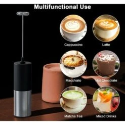 Montalatte Per Caffè, Montalatte Elettrico Portatile, Creatore Di Schiuma, Frusta A Batteria, Frullatore Per Bevande, Mini Schiuma In Acciaio Inox Per Latte Macchiato, Cappuccino, Matcha, Cioccolata C