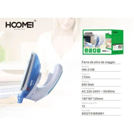 Trade Shop - Ferro Da Stiro A Vapore Viaggio 800w Piastra Teflon Con Manico Reclinabile Hm-2108 3 Trade Shop - Ferro Da Stiro A Vapore Viaggio 800w Piastra Teflon Con Manico Reclinabile Hm-2108