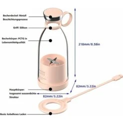 Blender Smoothie Makers, ITullatore Portatile Da 350 Ml Mini ITullatori A Brocca, ITullatore Personale Multifunzionale Bottiglia Per ITullatore Di Succhi ITeschi Da Portare Con USB Ricaricabile (rosa) -Rowentus Negozio 95466754 4