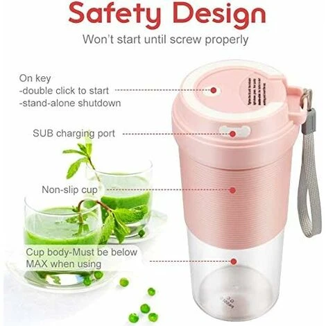 ITullatore Portatile, Mini ITullatore Per ITullati, ITullatore Di ITutta Personale, Spremiagrumi Elettrico Portatile USB Con 2 Lame, Batteria Ricaricabile Da 1400 MAh 4 ITullatore Portatile, Mini ITullatore Per ITullati, ITullatore Di ITutta Personale, Spremiagrumi Elettrico Portatile USB Con 2 Lame, Batteria Ricaricabile Da 1400 MAh - immagine 2