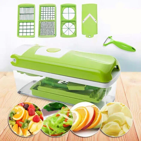 In Verde - Tagliaverdure Per Cubetti, Bastoncini, Fette, Strisce E Quarti - Taglia Insalata Mandolino Tagliacetrioli 5 In Verde - Tagliaverdure Per Cubetti, Bastoncini, Fette, Strisce E Quarti - Taglia Insalata Mandolino Tagliacetrioli - immagine 3
