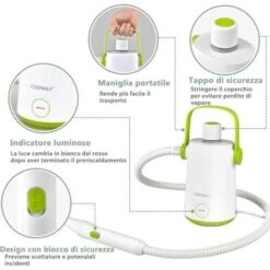 COSTWAY 1000W Pulitore A Vapore Multiuso, Macchina A Vapore Portatile Con 10 Accessori Serbatoio Da 300 Ml, Pulizia A Vapore Con Tubo Flessibile Per Cucina Bagno Finestre (Verde) -Rowentus Negozio 96369147 3