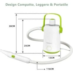 COSTWAY 1000W Pulitore A Vapore Multiuso, Macchina A Vapore Portatile Con 10 Accessori Serbatoio Da 300 Ml, Pulizia A Vapore Con Tubo Flessibile Per Cucina Bagno Finestre (Verde) -Rowentus Negozio 96369147 4